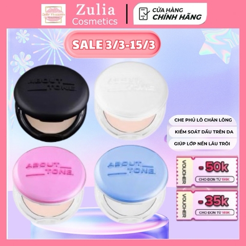 Phấn nén phủ bột EGLIPS / ABOUT TONE Powder Pact siêu mịn kiềm dầu lâu trôi (Nhập Khẩu Công Ty)