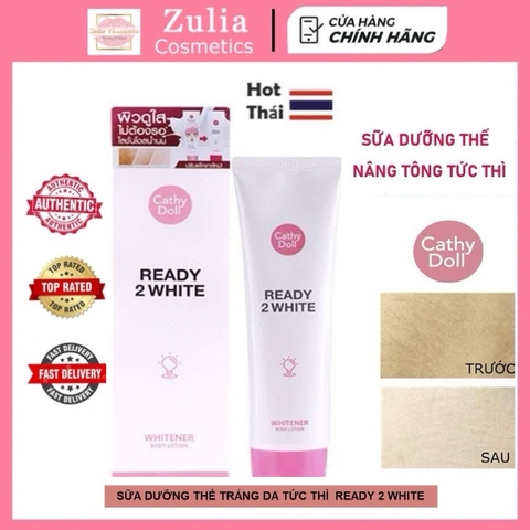 [CATHY DOLL] Sữa Dưỡng Thể Cathy Doll Ready 2 White, Dưỡng Da & Nâng Tone Body Trắng Sáng Tự Nhiên, 150ml Thái Lan