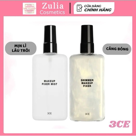Xịt Khoáng Khóa Nền 3CE Makeup Fixer Mist 100ml Hộp Trắng Có Nhũ Tạo Hiệu Ứng Căng Bóng (Chính Hãng)