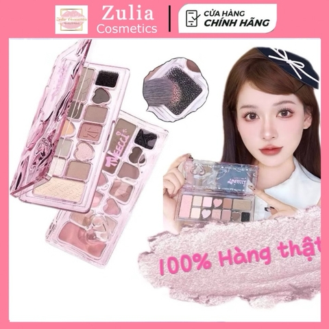 [VEECCI] Bảng Phấn Mắt VEECCI 11 Ô Ballet Nơ Lụa Hồng Đen, Có Kèm Mút Vệ Sinh Cọ Tiện Lợi, Đa Năng