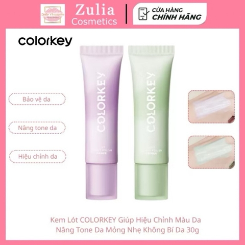 [COLORKEY] Kem Lót Colorkey Dạng Tuýp Mỏng Nhẹ Hiệu Chỉnh Tone Da, Light Weight Polish Primer, 30g