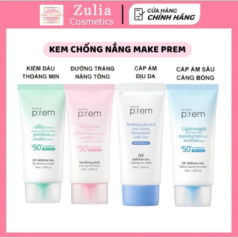 Kem Chống Nắng Make P:rem Nâng Tone, Kiềm Dầu, Dưỡng Ẩm SPF50+/PA++++ Kem chống nắng MẶT và BODY
