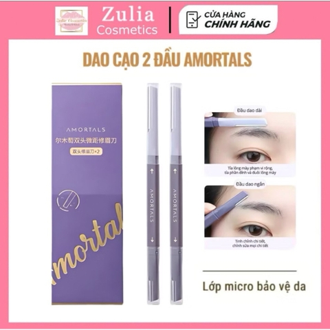 [AMORTALS] Set 2 Dao Cạo Lông Mày Amortals 2 Đầu Vỏ Tím, Cạo Tỉa Lông Mày Tiện Lợi, Không Gỉ