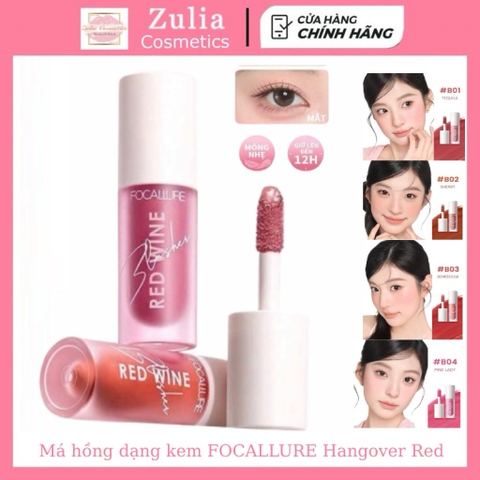 [FOCALLURE] Má hồng dạng kem Focallure Hangover Red Wine 4 màu đẹp tự nhiên tuỳ chọn 4.2g (FA89)