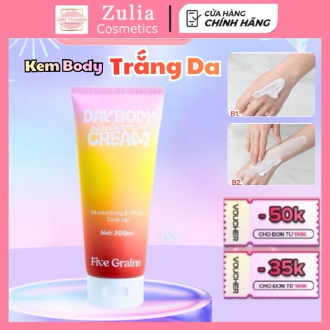 [FIVE GRAINS] Kem dưỡng Cao cấp Five Grains trắng da Niacinamide, Alpha-Arbutin nâng tone ban ngày 200ML