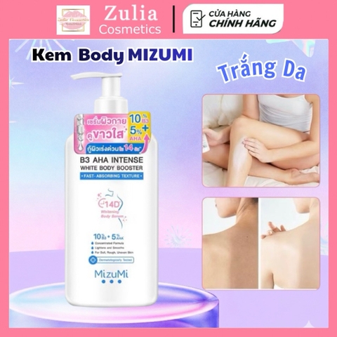 Kem Dưỡng Thể MIZUMI Trắng Sáng Da B3 AHA Intense White Body Booster 250g Mịn Màng , Niacinamide, AHA, Ceramide