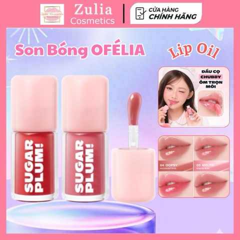 Son Bóng Dưỡng Môi OFELIA SUGARPLUM Delish Lip Oil Mềm Xinh, Màu Trong Trẻo (3.4g)