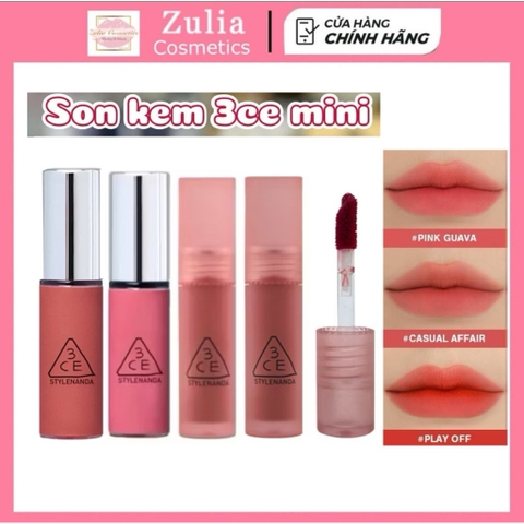 [MINI SIZE] Son Kem Lì 3CE Water Tint Mini Đeo Khẩu Trang Không Lem Hàn Quốc Mini 1,5g