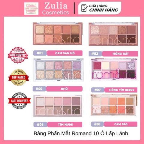 Bảng Phấn Mắt Romand 10 Ô Lấp Lánh Better Than Eye Palette, Bảng Phấn Mắt 10 Màu Romand Better Than Eye Palette