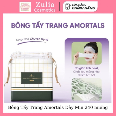 [AMORTALS] Bông Tẩy Trang Amortals Dày Mịn Đàn Hồi Tốt An Toàn Cao Cấp Túi 240 Miếng