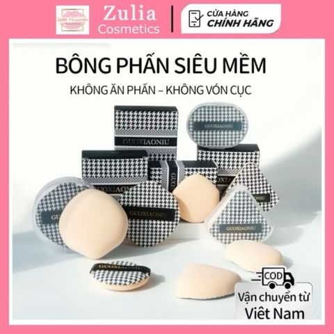 [GUOXIAONIU] Miếng Trang Điểm Đầu Nhọn GUOXIAONIU Caro Tán Kem Nền, mềm mại, không thấm nước