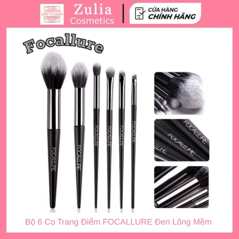 [FOCALLURE] Bộ 6 Cọ Trang Điểm FOCALLURE Đen Lông Mềm Mại (FA70)
