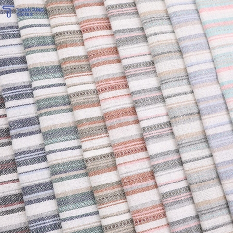 Vải Linen (Lanh) Họa Tiết Kẻ Sọc Marinière