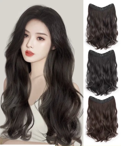 Tóc Giả Kẹp Dải 5 Phím Xoăn Cao Cấp – Tơ Mềm Tự Nhiên, Nối Dày Tóc Nhanh, Kẹp Chắc Ẩn Tóc