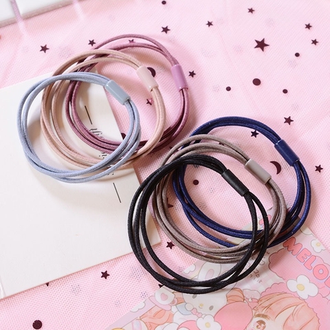 Set 10 Dây Chun Cột Tóc Màu Đen Co Giãn Tốt – Chun Buộc Tóc Bản To Siêu Bền Không Đau Tóc