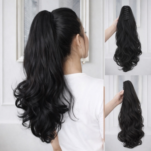 Tóc Giả Ngoạm Xoăn Dài 55-60Cm Sang Trọng – Kẹp Ngoạm Nhanh Gọn, Tóc Tơ Cao Cấp Như Thật Dễ Sử Dụng