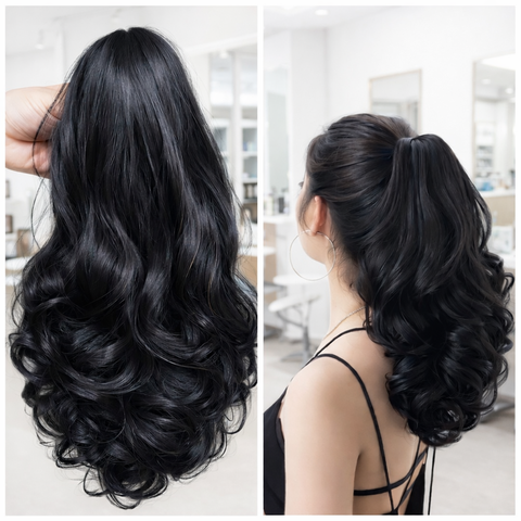 Tóc Giả Ngoạm Xoăn Lửng 40-45Cm Tự Nhiên – Kẹp Ngoạm Nhanh Gọn, Tóc Tơ Cao Cấp Như Thật Dễ Sử Dụng