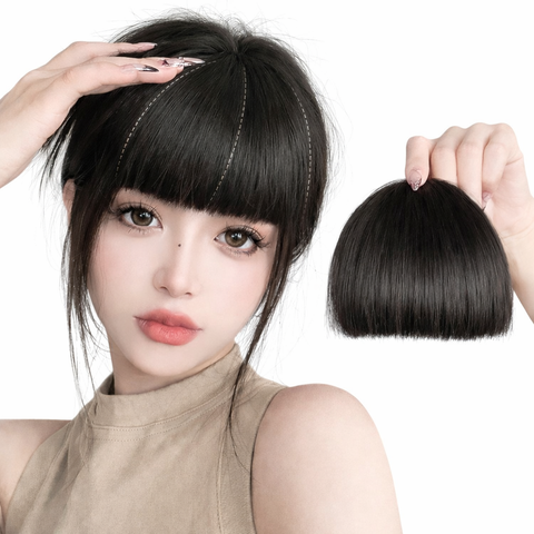 Tóc Giả Tóc Giả Mái Ngố Cao Cấp – Mái Bằng Cute, Tơ Mềm Tự Nhiên, Dễ Tạo Kiểu Như Tóc Thật