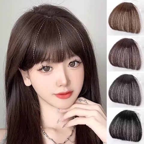 Tóc Giả Mái Thưa Không Mai Cao Cấp – Mái Tự Nhiên, Tơ Mềm Như Thật, Dễ Tạo Kiểu Kẹp Đỉnh Đầu