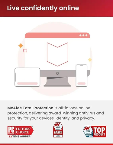 McAfee Total Protection 2024 | 1 Device | 1 Year Subscription