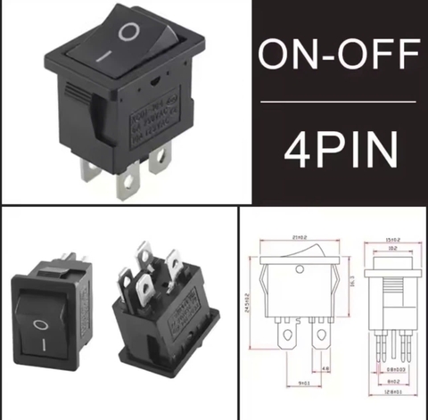 Công tắc KCD4 màu đen 16A/20A