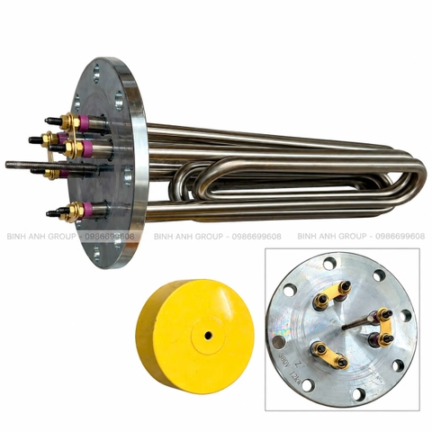 Sợi đốt nồi hơi 12Kw, 380V tâm lỗ 12cm mặt bích 140mm