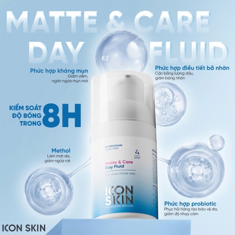 Icon Skin  Matte & Care Day Fluid Kem Dưỡng Ban Ngày Kiểm Soát Dầu, Mụn 30Ml  (Cty) – Step 4