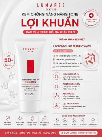Lumaree Kem Chống Nắng Lacto Peach Tone-Up Suncreen 50ml (CTY) - Màu đỏ