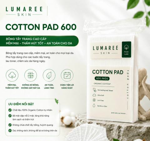 Bông Tẩy Trang Lumaree Cotton 600 miếng (CTY)