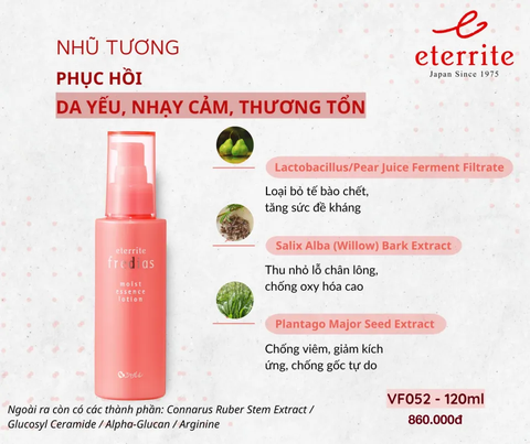 Eterrite (VF052) Phũ Tương Phục Hồi Da Fredias Moist Essence Lotion 120ml (CTY)