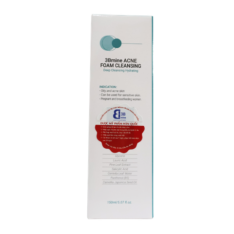 3Bmine (3B01) Sửa Rửa Mặt Da Dầu Mụn Acne Foam Cleansing 150ml (CTY)