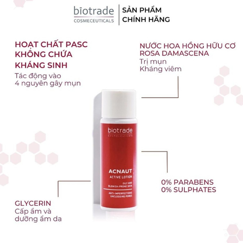 [ QT ] Biotrade Dung Dịch Giảm Nhờn Acnaut Active Lotion 10Ml (CTY)