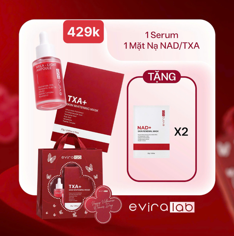 Set Eviralab 1 Serum Mela Light + 1 Hộp Nạ TXA Tặng 2 Miếng Nạ NAD+