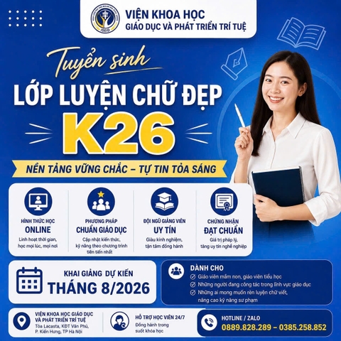 📣 TUYỂN SINH LỚP LUYỆN CHỮ ĐẸP K26 – KHAI GIẢNG THÁNG 8/2026&nbsp;✍️&nbsp;