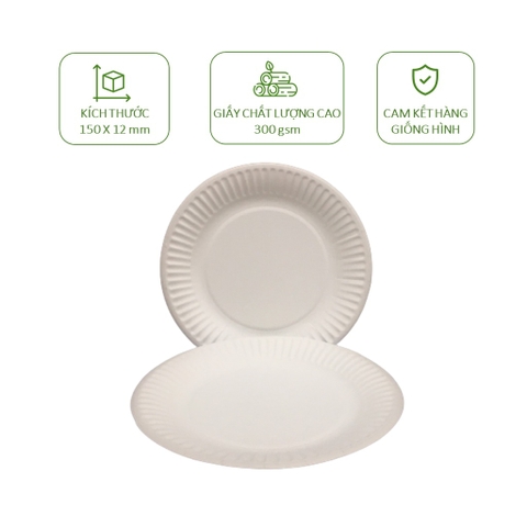 50 dĩa giấy đường kính 15cm 20cm dùng 1 lần dùng cho tiệc sinh nhật, kỉ niệm, tiệc cưới