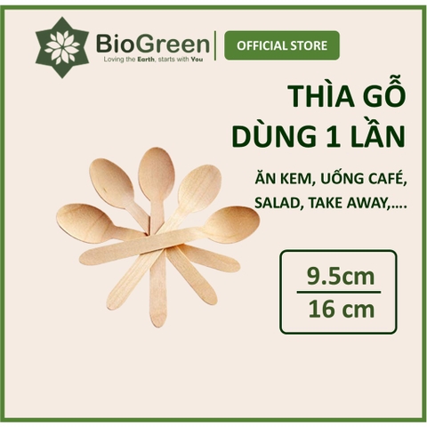 100 Thìa muỗng gỗ dùng 1 lần ăn kem, cafe, salad,...