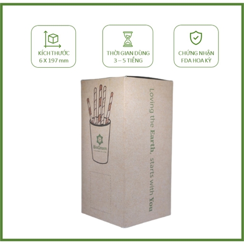 250 ống hút giấy màu nâu kraft uống cafe phi 6 Biogreen 3 lớp