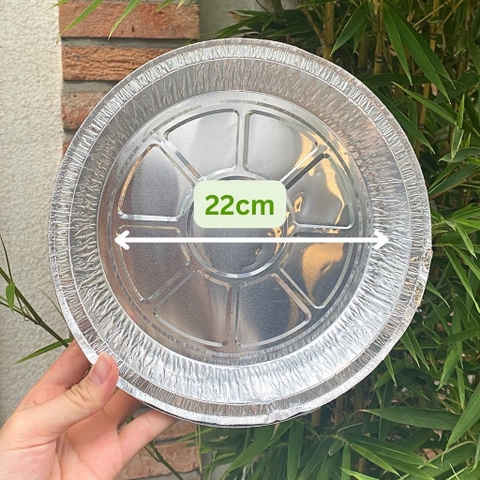 Set 10 Khay Giấy Bạc/Khuôn Đĩa Nhôm 22cm Đựng Thức Ăn, Thực Phẩm Lót Nồi Chiên Không Dầu, Lò Nướng