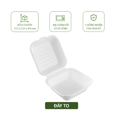 50 hộp bã mía vuông 500ml đựng bánh kem, hamburger, bento cake,....