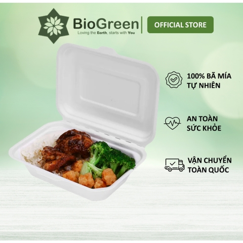 50 hộp bã mía 1 ngăn 600ml, 2 ngăn 950ml, 3 ngăn 1000ml hộp bento đựng thức ăn mang đi