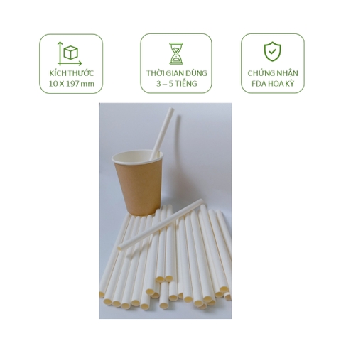 50 ống hút giấy phi 10 uống trà sữa trân châu, sinh tố, đá xay, smoothie