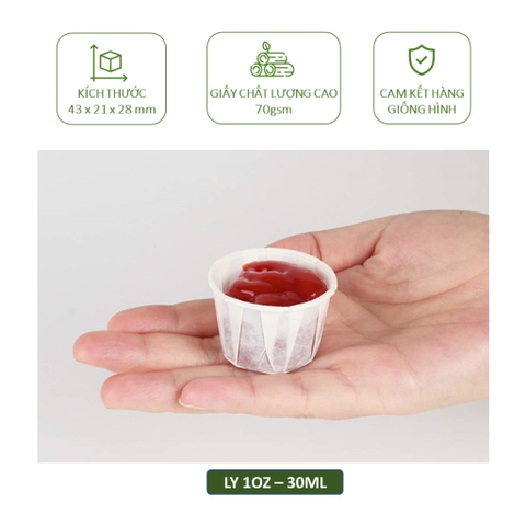 Ly giấy, chén đựng sốt (sauce) 1oz - 30ml, 2oz - 60ml, giấy cao cấp 70gsm (10-50 cái)