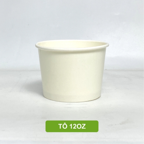 50 tô giấy trắng (260gsm) 12oz - 360ml, 16oz -450ml, 32oz-946ML dùng một lần có nắp, đựng kem, cháo