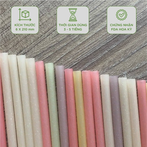 100 Ống hút gạo phi 6 x 200mm nhiều màu sắt dùng cho nhà hàng cà phê