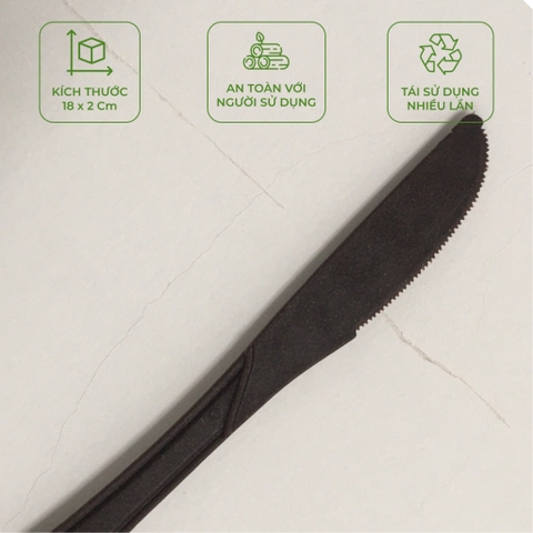 Túi 100 Dao / Muỗng /Nĩa làm từ bã cà phê- Bio coffee tái sử dụng nhiều lần cho tiệc tùng, dã ngoại