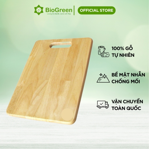 Thớt gỗ cao su hình chữ nhật 23x35x2cm