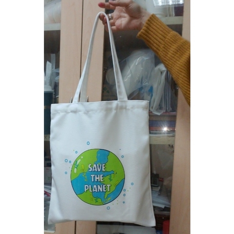 Túi tote canvas 33x38cm, màu trắng ngà tự nhiên, thân thiện môi trường