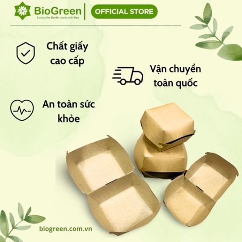 10 hộp giấy kraft vuông 800ml  1500ml đựng hamburger, bánh kem, bento cake,....