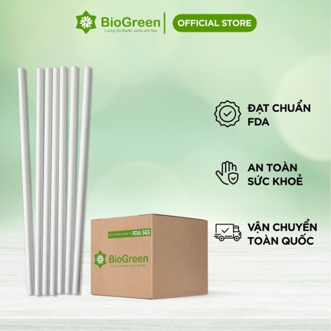 Thùng 1000 phi 10,12 ống hút giấy Biogreen size 10,12 màu trắng,nâu kraft-Bọc màng và không bọc màng