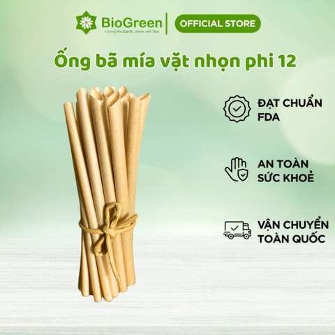 100 ỐNG HÚT BÃ MÍA PHI 12 VẶT NHỌN KHÔNG PE size trà sữa-không tan trong nước thân thiện môi trường.